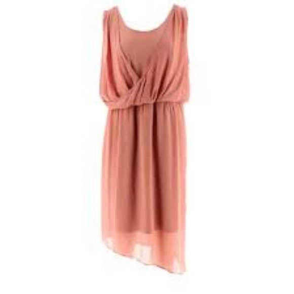 NWT H HALSTON DRAPED CHIFFON ROSE OVERLAY DRESS 14 - Picture 1 of 12